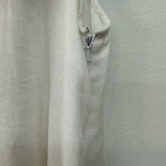 Island Company Persephone White Linen High Low Maxi Dress M Resort Coastal - Picture 8 of 8